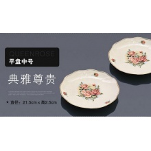 韩国正品金玫瑰陶瓷盘 平盘 咖喱盘 水果盘 沙拉盘 圆盘中号两件套