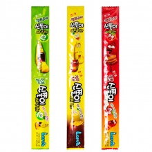 韩国进口零食品海太草莓苹果软糖长舌头软糖长条果汁橡皮糖27g颜色随机