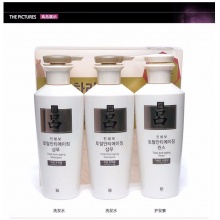 韩国爱茉莉吕RYOE 白吕参宝防脱抗老化洗发水护发素3件套装 油性