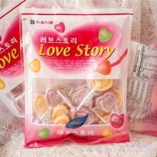 韩国进口糖果华尔花舞心形棒棒糖水果糖无色素300g儿童成人