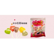 韩国进口糖果华尔花舞心形棒棒糖水果糖无色素300g儿童成人