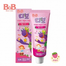 韩国进口B＆B保宁幼儿儿童牙膏90g草莓香型含氟