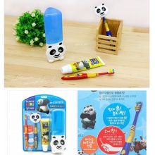 韩国进口正品LG 倍瑞傲PERIOE儿童牙刷牙膏套装五件套功夫熊猫