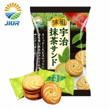 日本进口九日抹茶味夹心饼干81g袋休闲零食下午茶点心