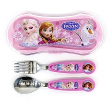 韩国正品儿童不锈钢勺叉餐具套装迪士尼冰雪奇缘卡通勺子叉加盒