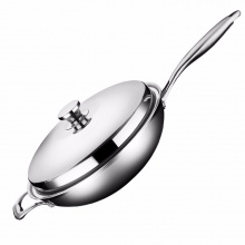 包邮赠品韩国进口304不锈钢锅具无油烟不粘锅五层无涂层炒菜锅电磁炉通用炒锅